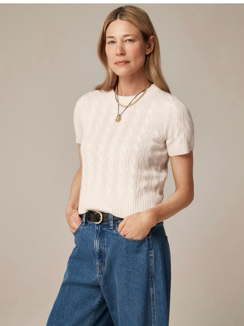 J CREW 100% Cashmere cable-knit T-shirt